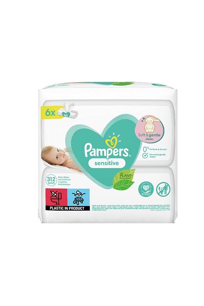 Pampers sensitive Wet Wipes 6 x 52, 312 pieces