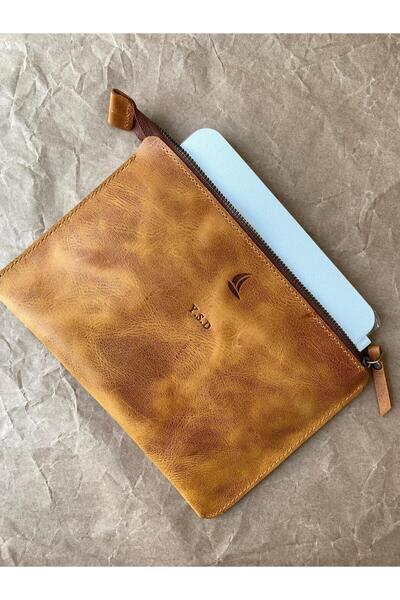 ALESTA LEATHER (نكتب الاسم) حافظة كمبيوتر محمول / ماك بوك Bigisayar - مصنوعة يدويًا من الجلد الطبيعي