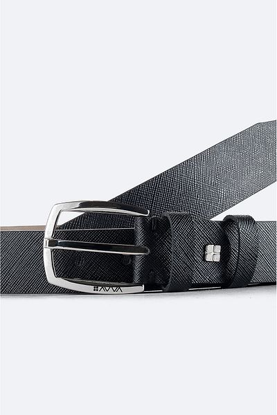 Avva Black 100% Leather Men's Belt - A41y9309