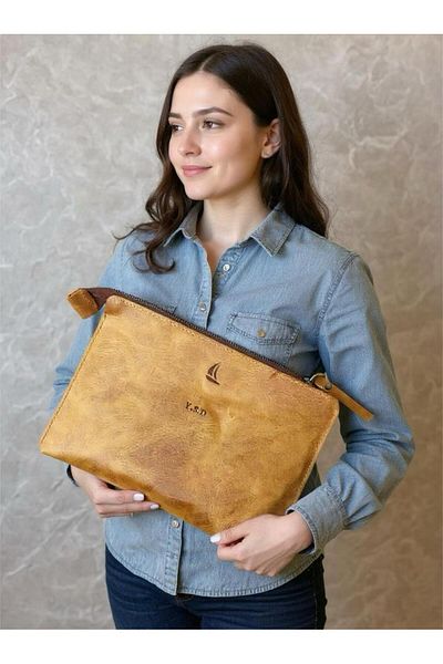 ALESTA LEATHER (Writing Name) Laptop / MacBook Bigisayar Case - Genuine Leather Handmade