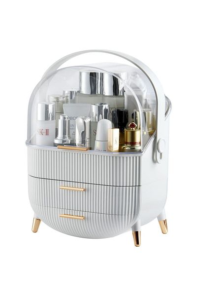 Bogadini White PVC Cosmetic Organizer With Multiple Compartments