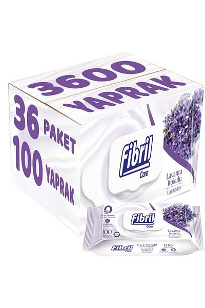 Fibril Wet Towel Wipes 100 Sheets Lavender with Plastic Cover (Set of 36) 3600 Sheets
