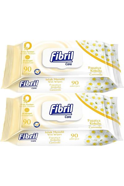 Fibril Wet Towel Wipes 90 Sheets Daisy Plastic Cover (Set of 2) 180 Sheets