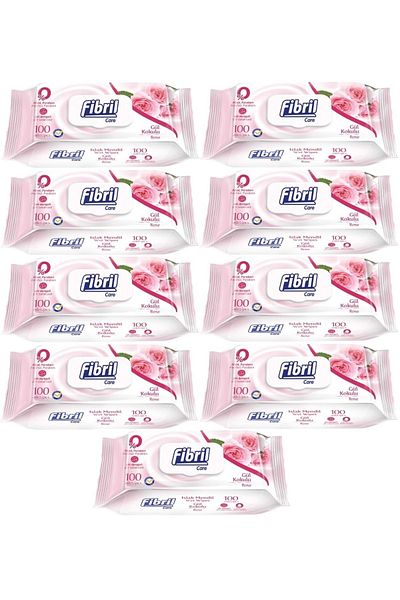 Fibril Wet Towel Wipes 100 Sheets Rose Plastic Cover (9 Lu Set) 900 Sheets