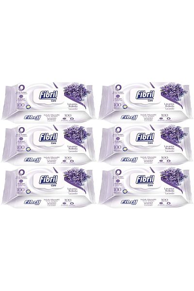 Fibril Wet Towel Wipes 100 Sheets Lavender with Plastic Cover (Set of 6) 600 Sheets