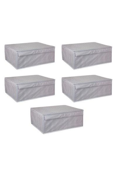 Milenay 5 Pieces - Multi-Purpose with Lid Laundry-Storage-Organization Etc Storage, Box - 50x40x19 - Base Box - Gray