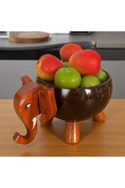 bohoostudio El Yapımı Hindistan Cevizi Kabuğu Fil Kase – Çevre Dostu Dekor-Ek...