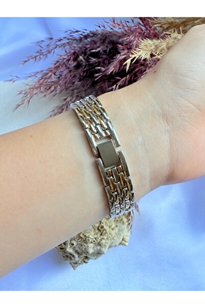 Coliseum Retro Vintage Kare Roma Rakamlı Gold Gümüş Kadın Kol Saati