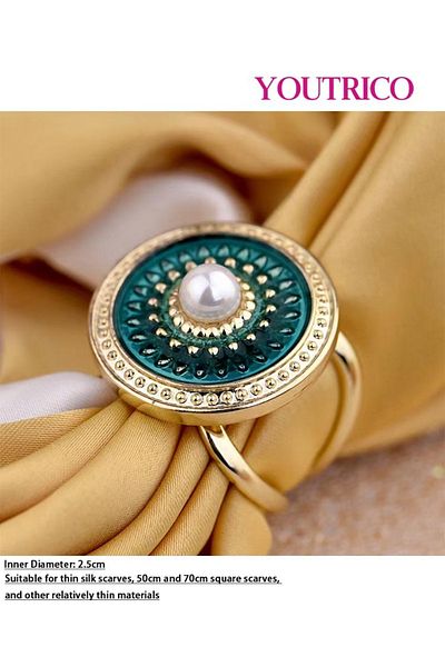 Youtrico British Round Tile Silk Scarf Buckle - Classic Elegant Accessory for Women