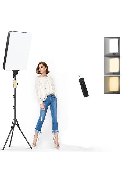glanfen 24 inch LED Video Light Kit, 3000K-7000K 95W Photography Studio Light with Tripod Stand and Phone