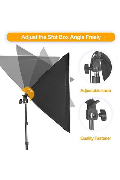 glanfen Photography Soft Box Lighting Kit with 2 Pcs 200W 3 Colors Bulbs Soft Boxes and Carry Bag