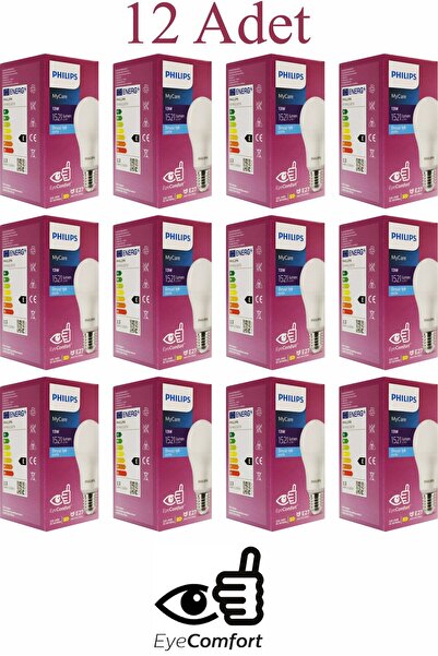 Philips 13W 1521 LÜMEN 12 ADET 6500K BEYAZ IŞIK TASARRUF LU LED AMPÜL MyCare EyeComfort