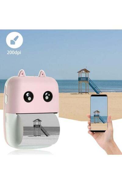 fulina طابعة صغيرة، جيب لاسلكي، مع لفة ورق وكابل شحن، صغيرة الحجم وقابلة للحمل، وردي/أبيض