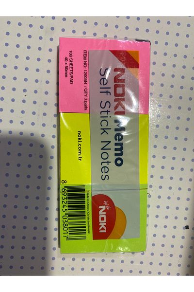 Noki 38x51 Neon 3-Piece Mixed Note Paper - Adhesive 12005