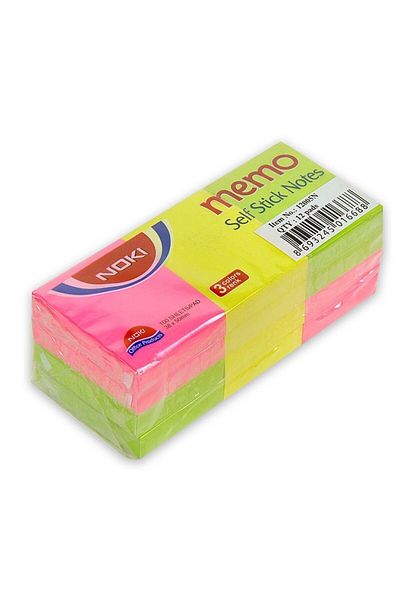 Noki 38x51 Neon 3-Piece Mixed Note Paper - Adhesive 12005