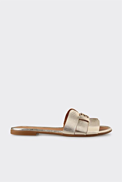 Elle Shoes Gold Deri Kadın Terlik
