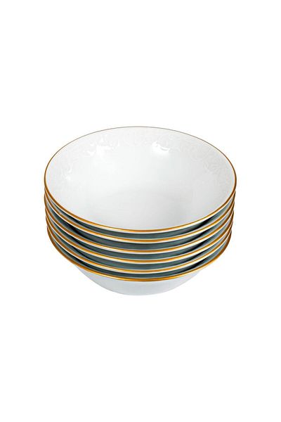 Güral Porselen 14 cm Matte Gold Soup Bowl - 6 Pieces of Bahardalı