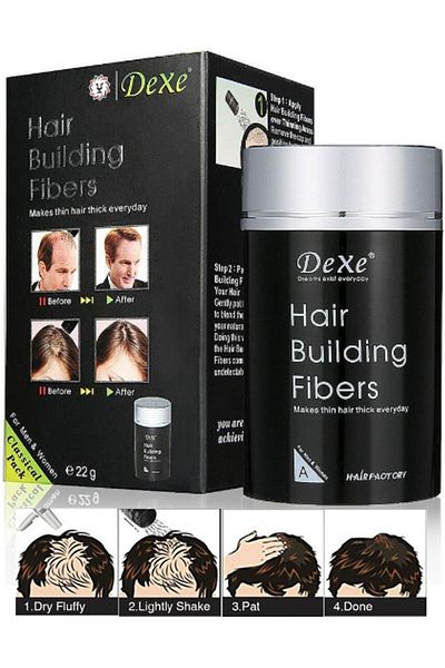 Dexe Thick Hair Building Fibers Thinning Hair & Bald Spots For Men and Women - Black
