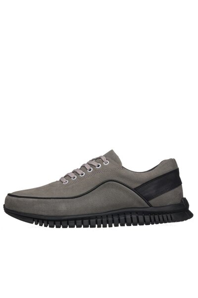 İriadam 45-46-47-48-49-50 Number Gg1318 Gray Black Cowhide Nubuck Rubber Sole Comfortable Wide Mold Large Size 4 m