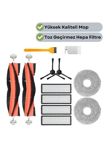 robotyedek Xiaomi X20 Max X20 Pro (Not Plus!) Compatible Spare Brush Hepa Filter Mop Set-12 Pieces