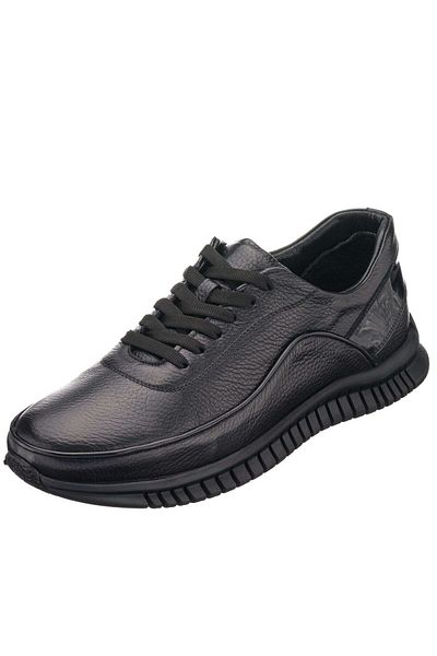 İriadam Gg1318 Black Calfskin Rubber Sole Comfortable Wide Mold Large Size 4 Seasons Men's Shoes
