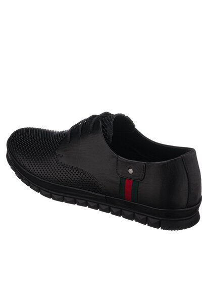 İriadam 45-46-47-48-49-50 Numara Ag8800-1 Siyah Deri Yazlık Büyük Numara Dana Derisi Rahat Geniş Kalıp Erkek