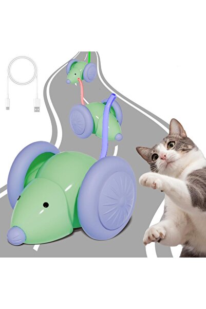 miraza Jucarie Pisici Soricel Automat, Evita Obstacolele, Coada LED RGB, Incarcare USB-C