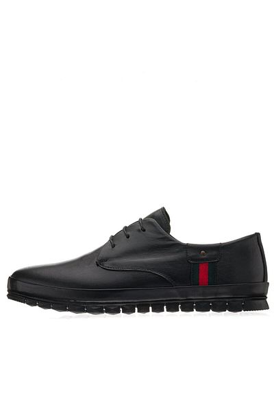 İriadam Ag8800 Black Large Size Calf Leather Comfortable Wide Fit Men's Sports Shoes