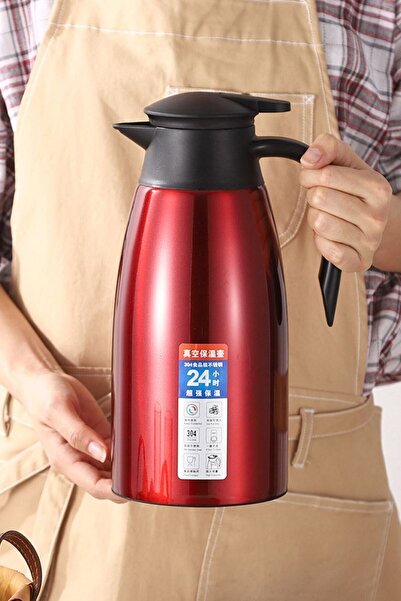 Weather Forecast 304 Steel 2L Double Layer Red Vacuum Camping Picnic Large Tea Thermos Cin553Kr