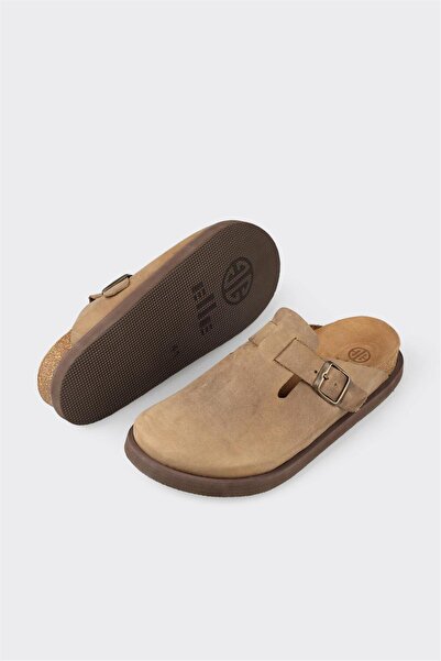 Elle Shoes Vizon Deri Erkek Terlik