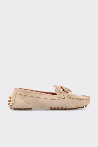 Elle Shoes Bej Deri Kadın Günlük Ayakkabı