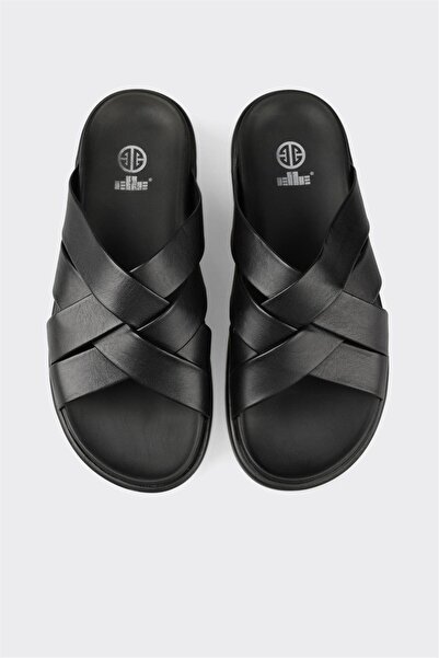 Elle Shoes Siyah Deri Erkek Terlik