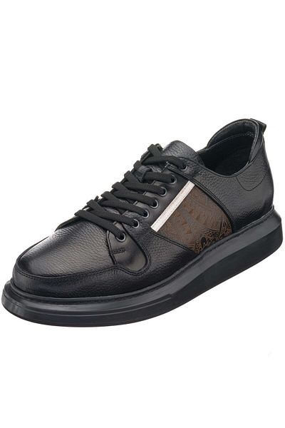 İriadam 45 - 46 - 47 - 48 -49 - 50 Kz4113 Black Large Size Calf Leather Comfortable Wide Fit Men's Sports Shoes