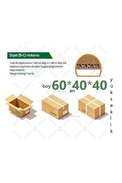 JokeyAmbalaj 60x40x40 (K.S.S.S.K) 140.gramajlı Çift Oluklu 32.desi Büyük Boy ...