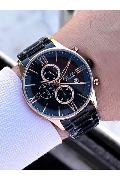 Ferrucci Special Boxed Groom's Watch 3 Atm Water Resistant Steel Cord Color Throw Does Not Blacken