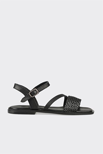 Elle Shoes Siyah Kadın Düz Sandalet