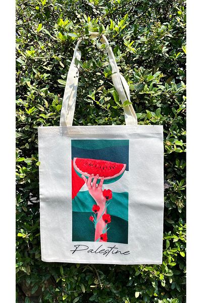 Asyabayrak Geantă de pânză cu tematică palestiniană cu design special