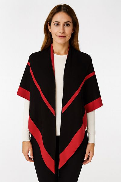 Sebir Moda Striped Two Colors Triangle Knitwear Shawl