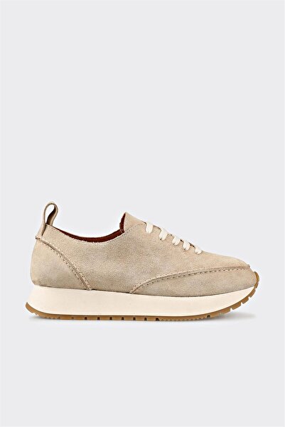 Elle Shoes Bej Deri Kadın Spor Ayakkabı
