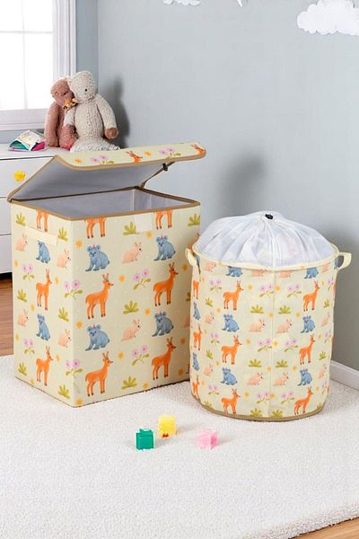 İronika Animals Closet Organizer Toy Box Items Laundry Storage Basket Organizer Box Set of 2