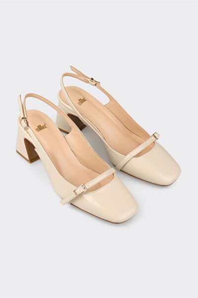 Elle Shoes Ekru Kadın Topuklu Ayakkabı