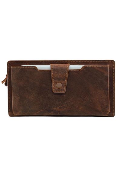 Meskanto Vera Genuine Leather Women's Wallet with Zippered Phone Compartment