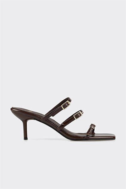 Elle Shoes Kahve Kadın Topuklu Terlik