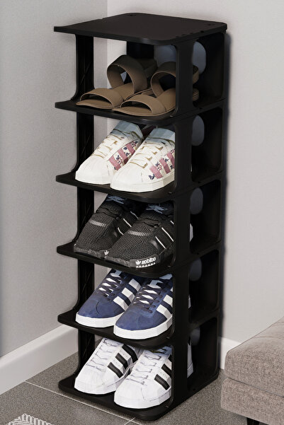 Frapan Home 5 Katlı Plastik Ayakkabılık Raf Düzenleyici Organizer Siyah
