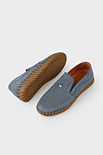 Elle Shoes Mavi Deri Erkek Günlük Ayakkabı