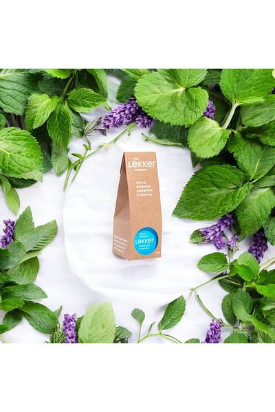LEKKER Lekker Cream Deodorant Mint and Rosemary, Natural, Vegan, Aluminum-Free, 30g (Zero Plastic)