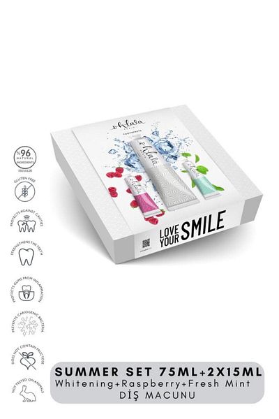 OHLALA Whitening 75 ml Fresh Mint 15 ml Raspberry Mint 15 ml Summer Set Toothpaste