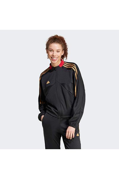adidas Jachetă neagră cu gât rotund pentru femei Tiro Np