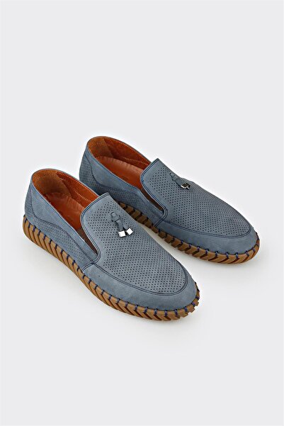 Elle Shoes Mavi Deri Erkek Günlük Ayakkabı