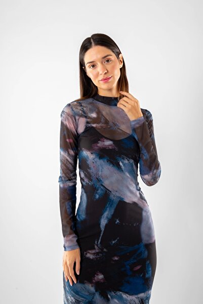 Bak Moda Довга сукня з батиком, темно-синя